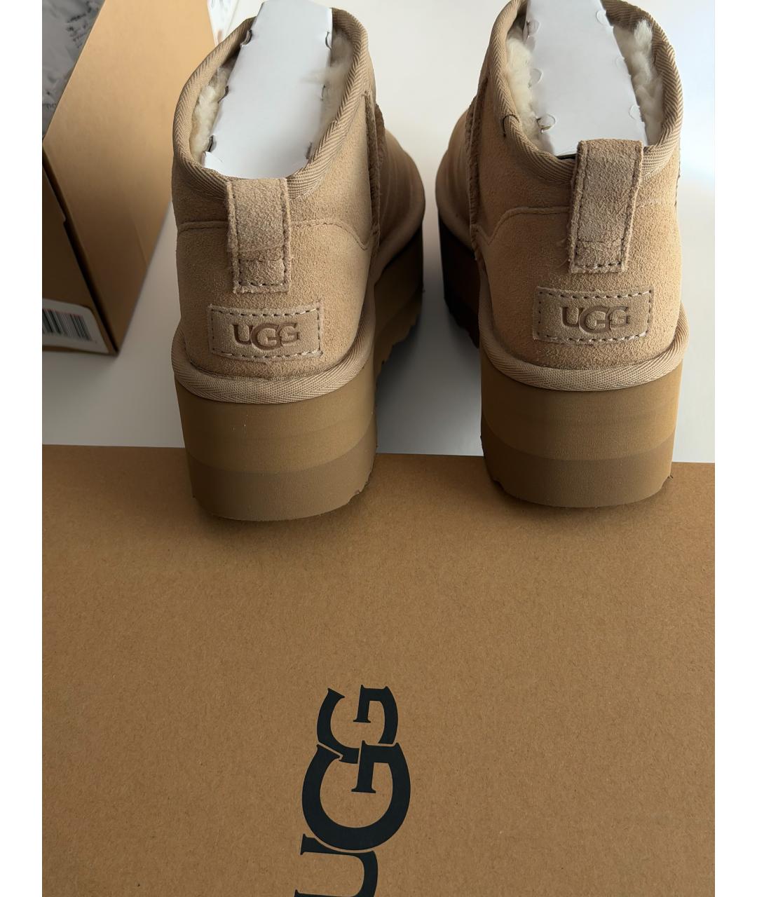 UGG Бежевые замшевые полусапоги, фото 4