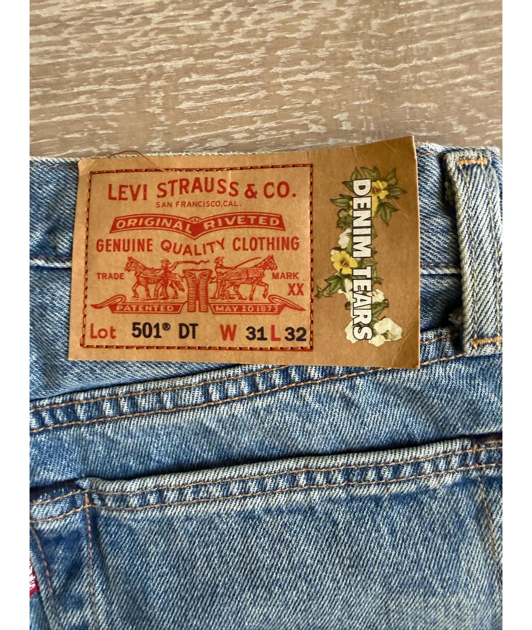 LEVI'S Голубые хлопковые прямые джинсы, фото 5