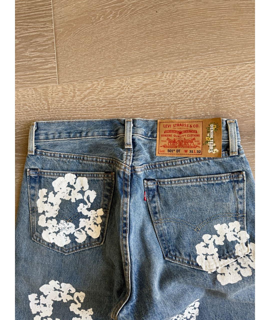 LEVI'S Голубые хлопковые прямые джинсы, фото 3