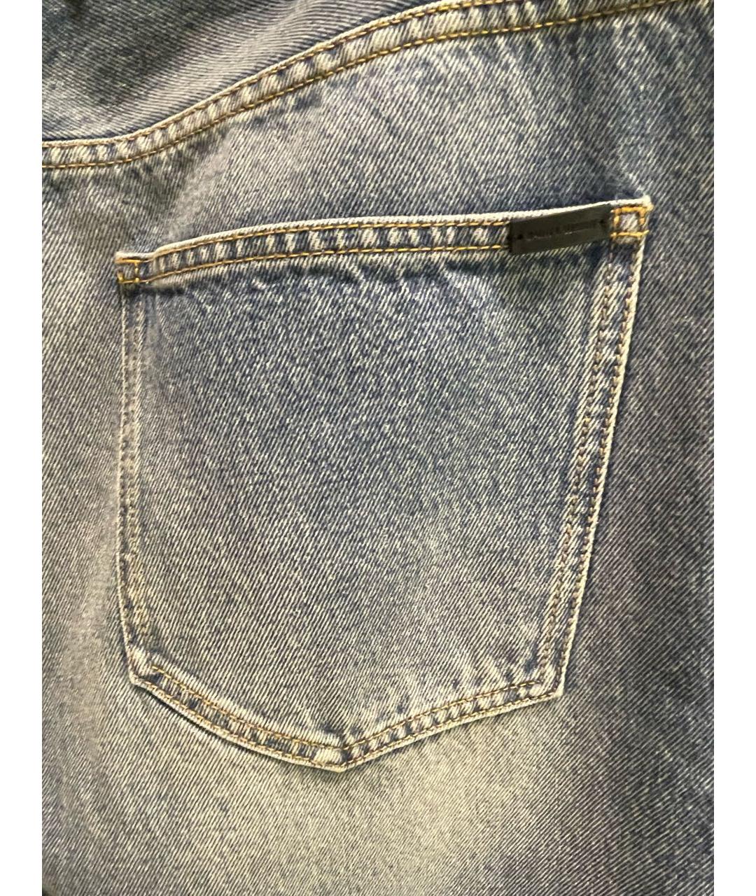 SAINT LAURENT Синие хлопковые прямые джинсы, фото 4