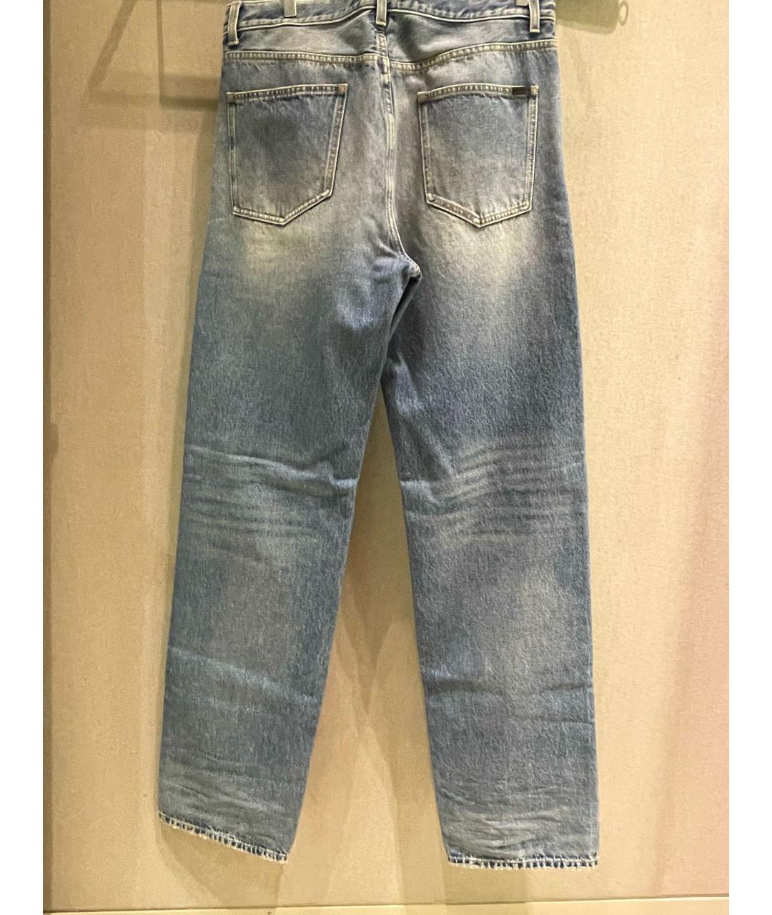 SAINT LAURENT Синие хлопковые прямые джинсы, фото 2