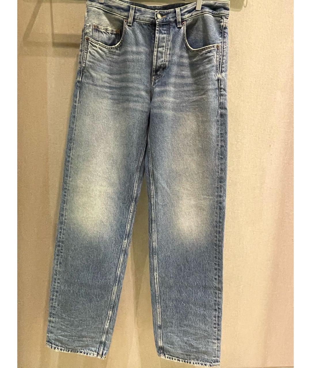 SAINT LAURENT Синие хлопковые прямые джинсы, фото 5