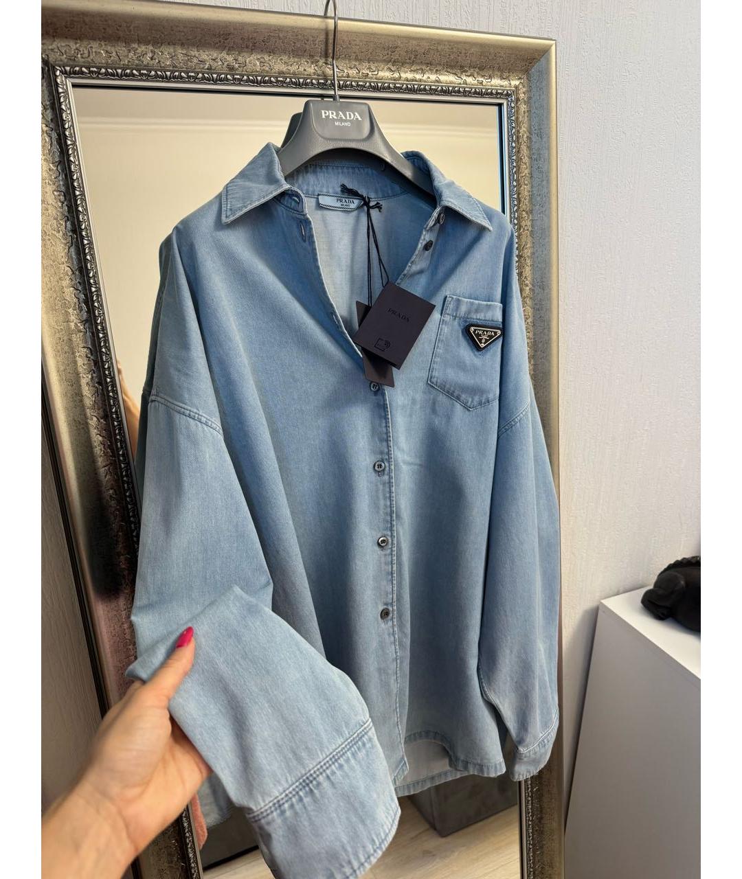 PRADA Голубая деним рубашка, фото 2