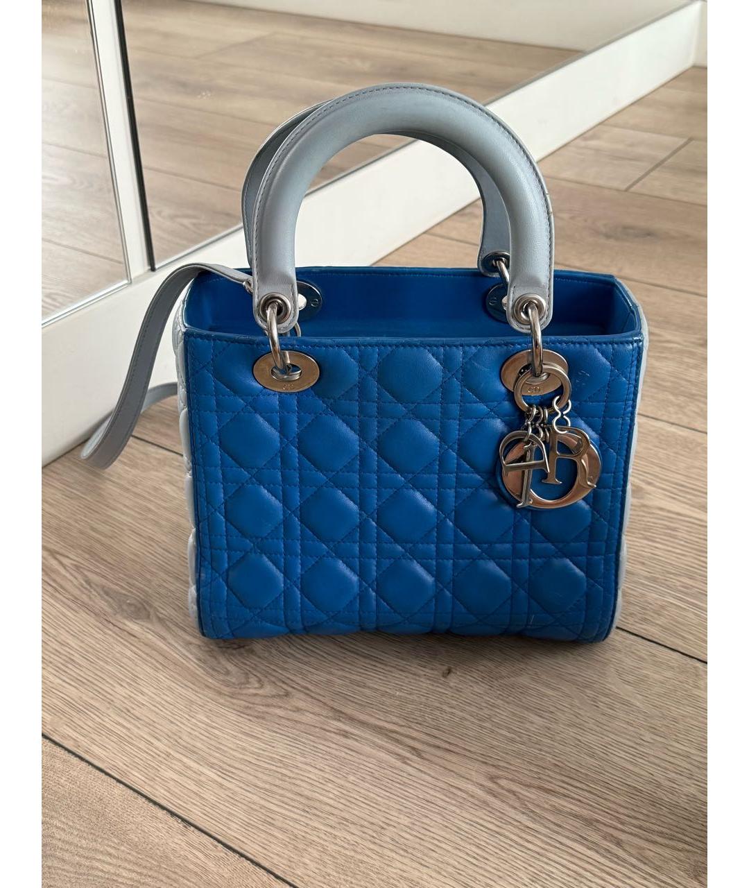 CHRISTIAN DIOR Синяя кожаная сумка с короткими ручками, фото 9