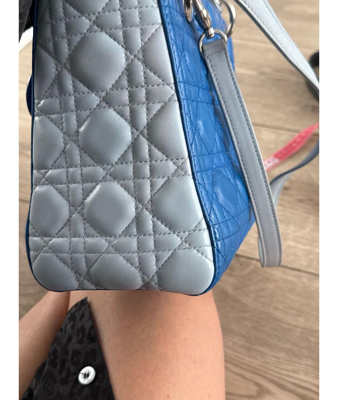 CHRISTIAN DIOR Синяя кожаная сумка с короткими ручками, фото 6