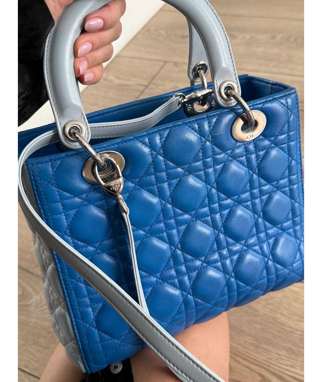 CHRISTIAN DIOR Синяя кожаная сумка с короткими ручками, фото 7
