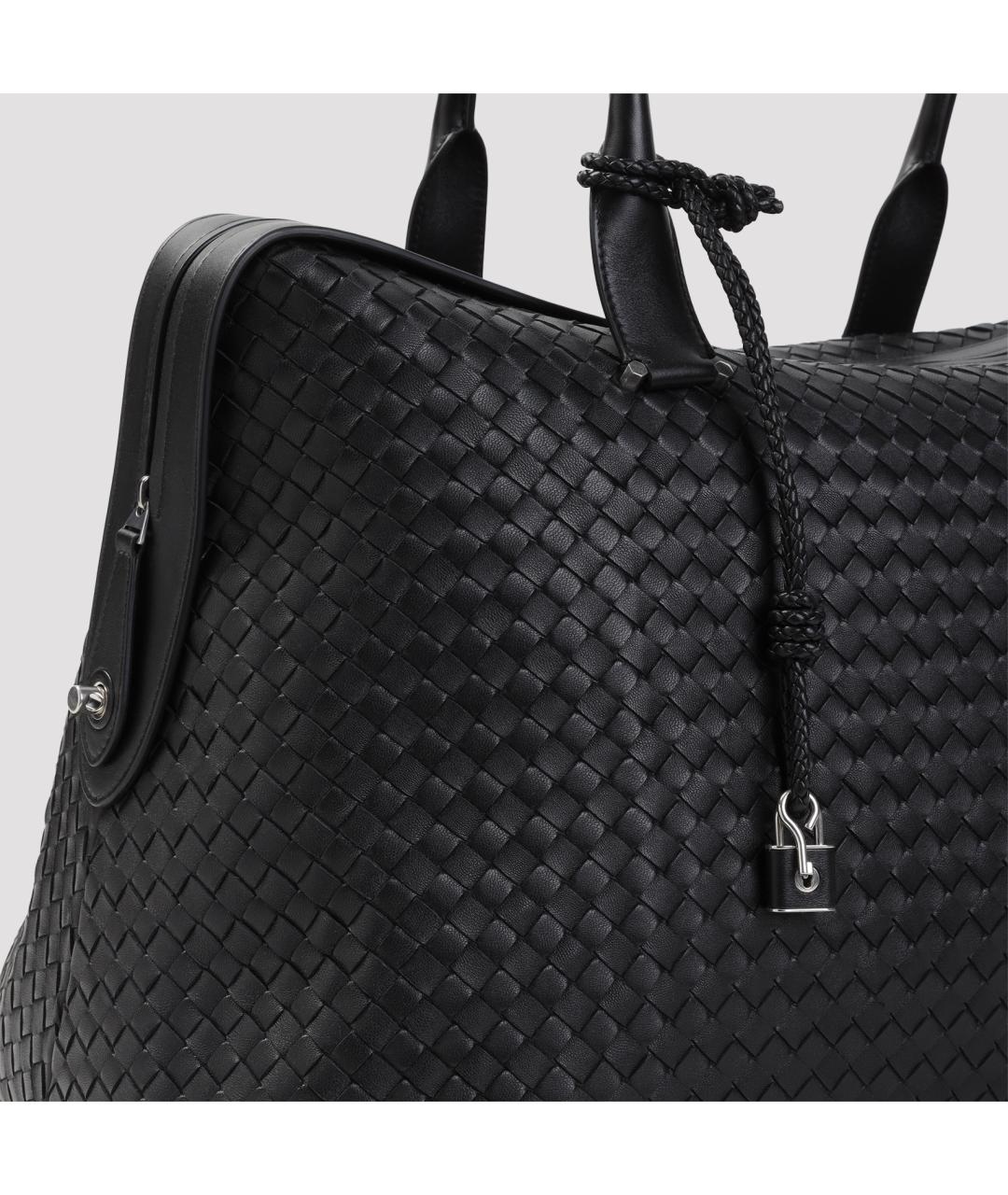 BOTTEGA VENETA Черная кожаная сумка тоут, фото 3