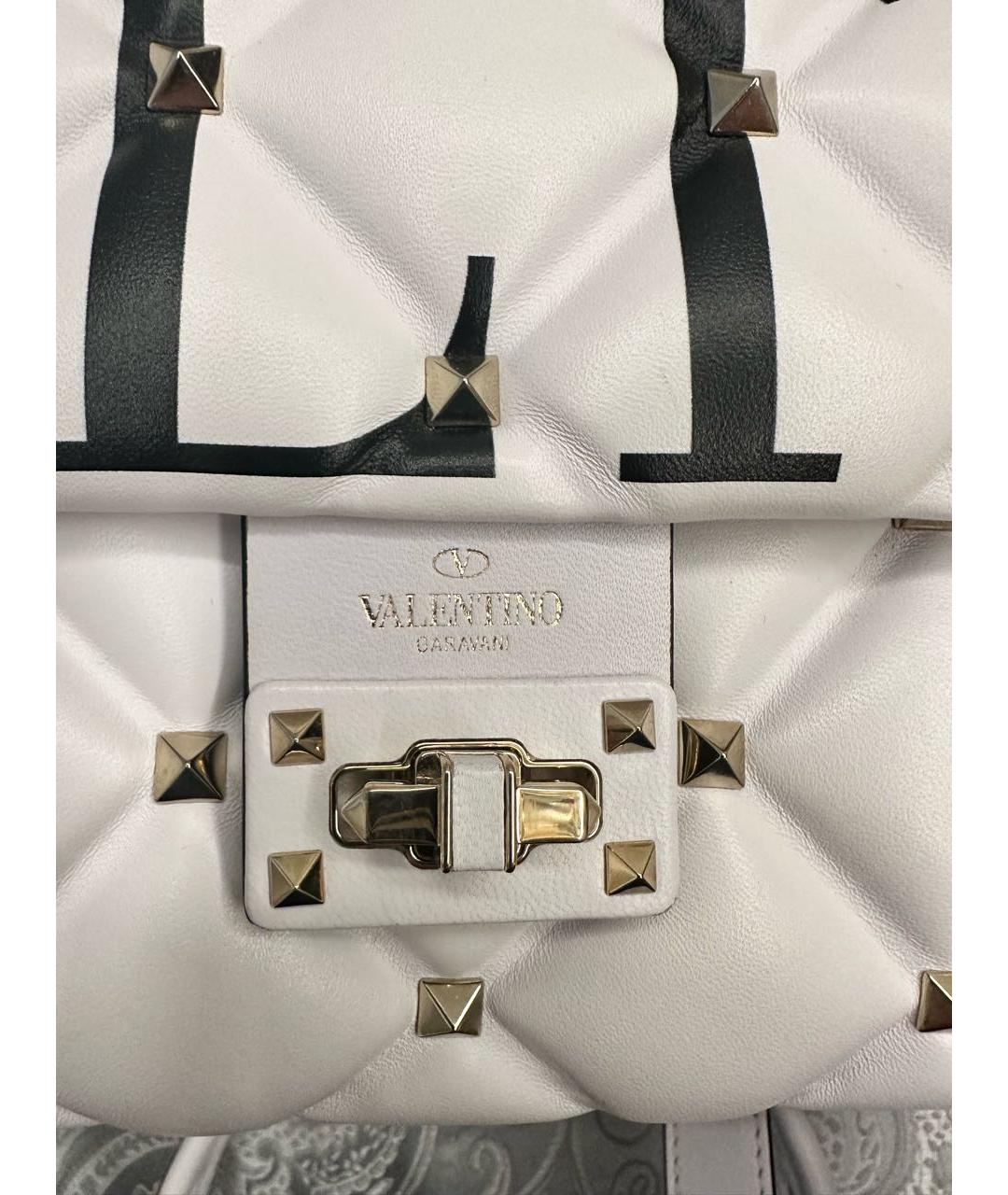 VALENTINO Белая кожаная сумка с короткими ручками, фото 5
