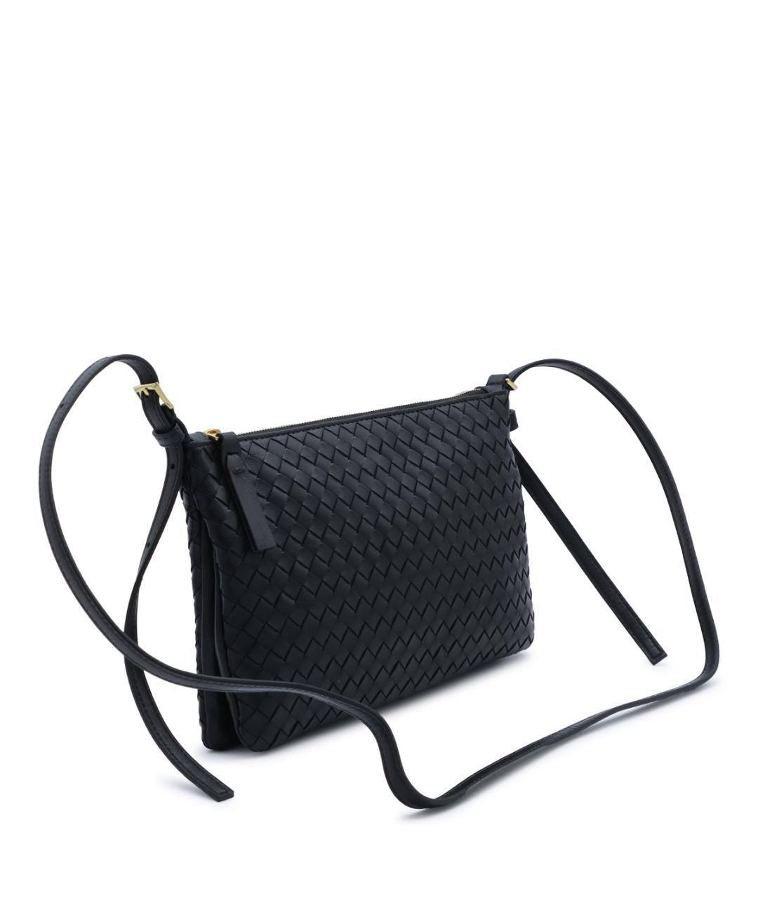 BOTTEGA VENETA Черная кожаная сумка через плечо, фото 4