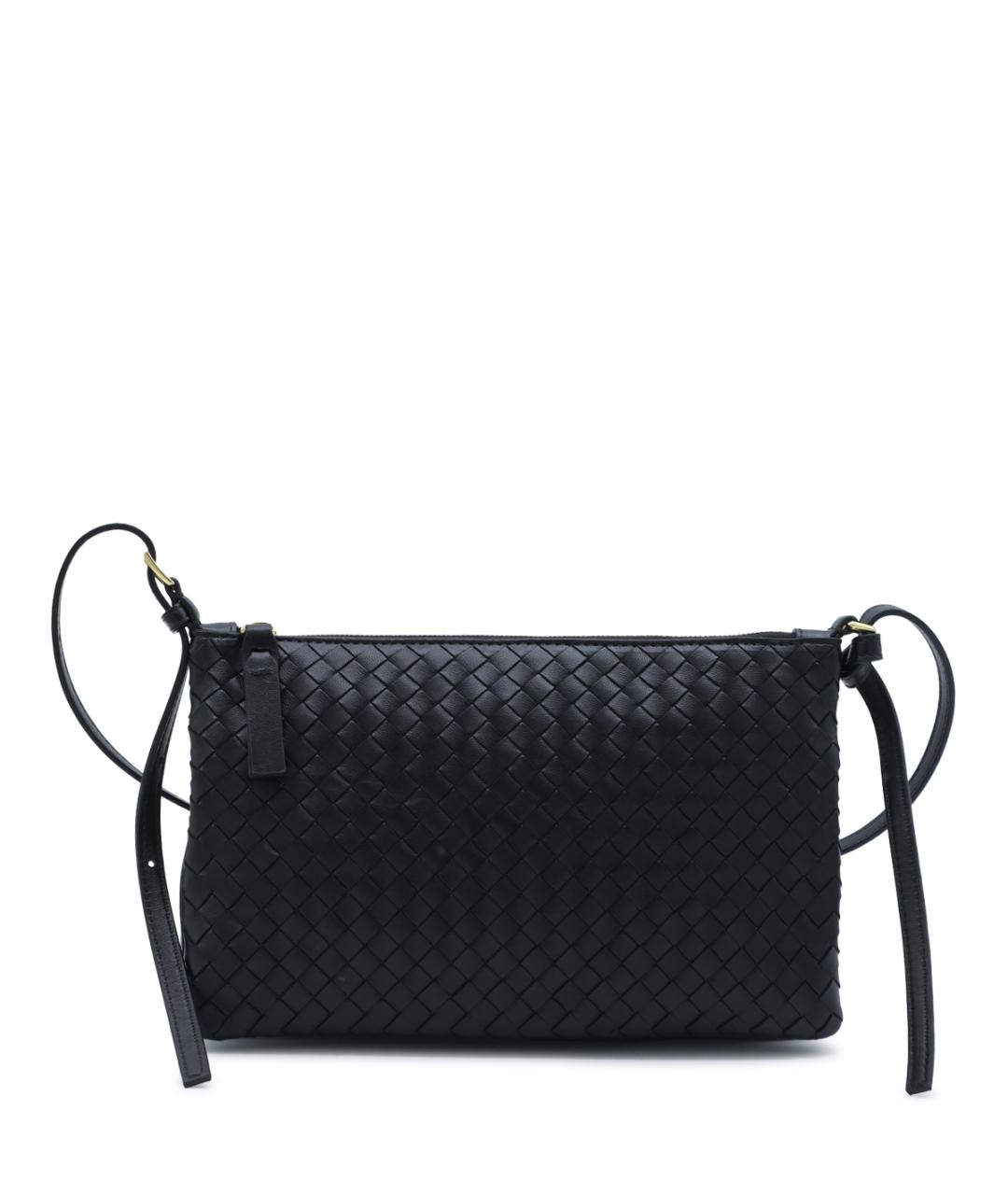 BOTTEGA VENETA Черная кожаная сумка через плечо, фото 1