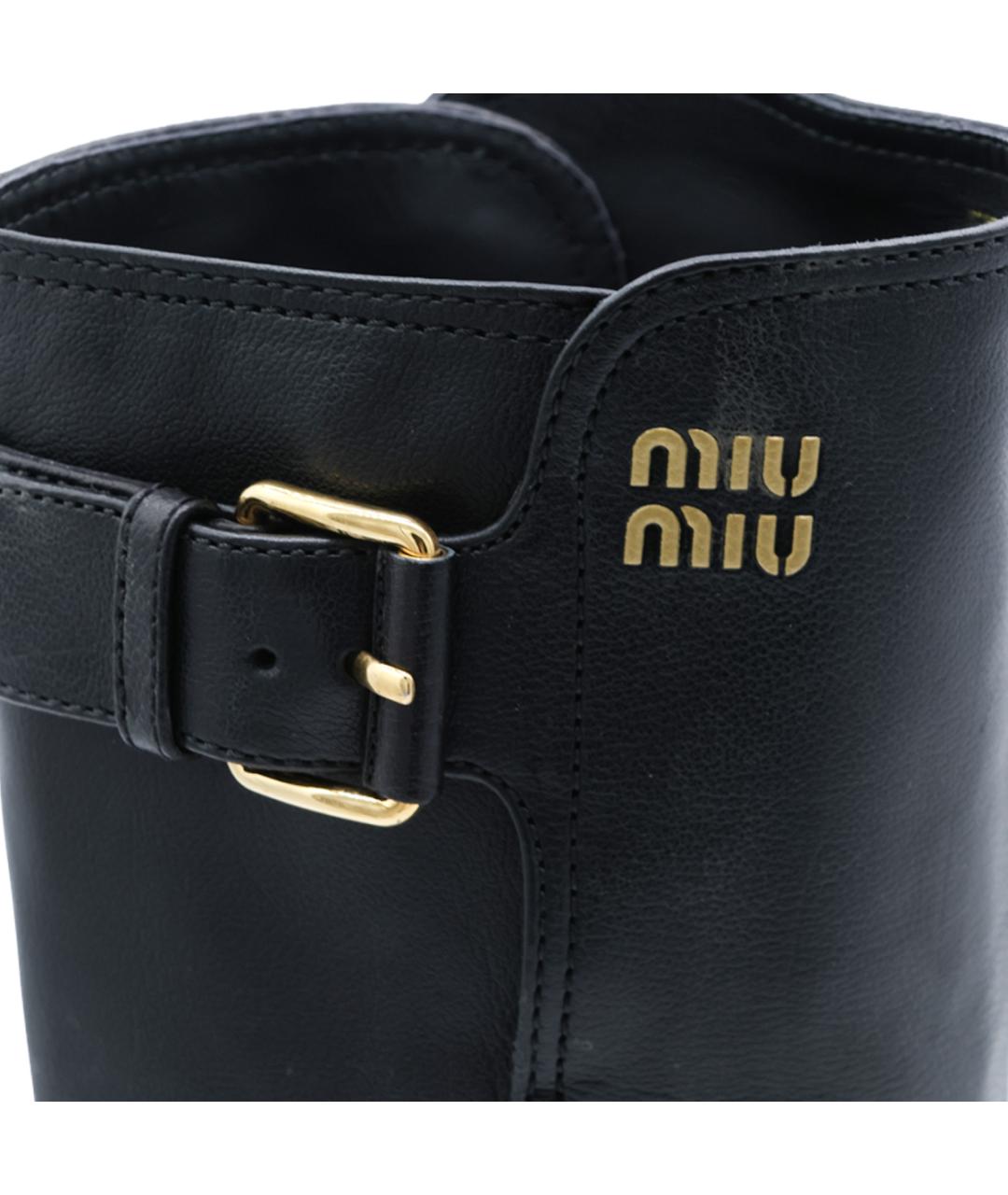 MIU MIU Черные кожаные сапоги, фото 4