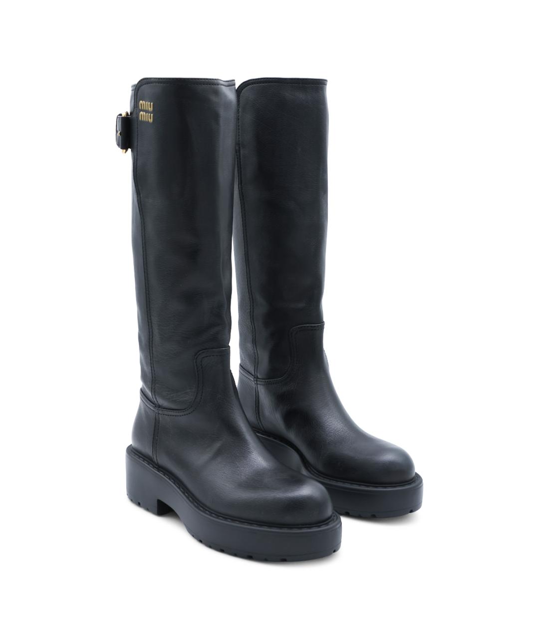 MIU MIU Черные кожаные сапоги, фото 2