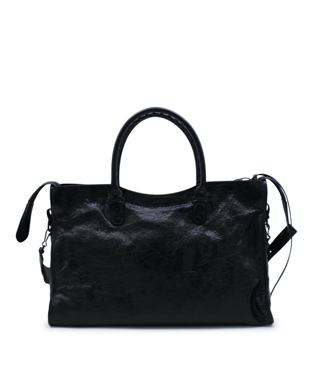 BALENCIAGA Черная кожаная сумка тоут, фото 3