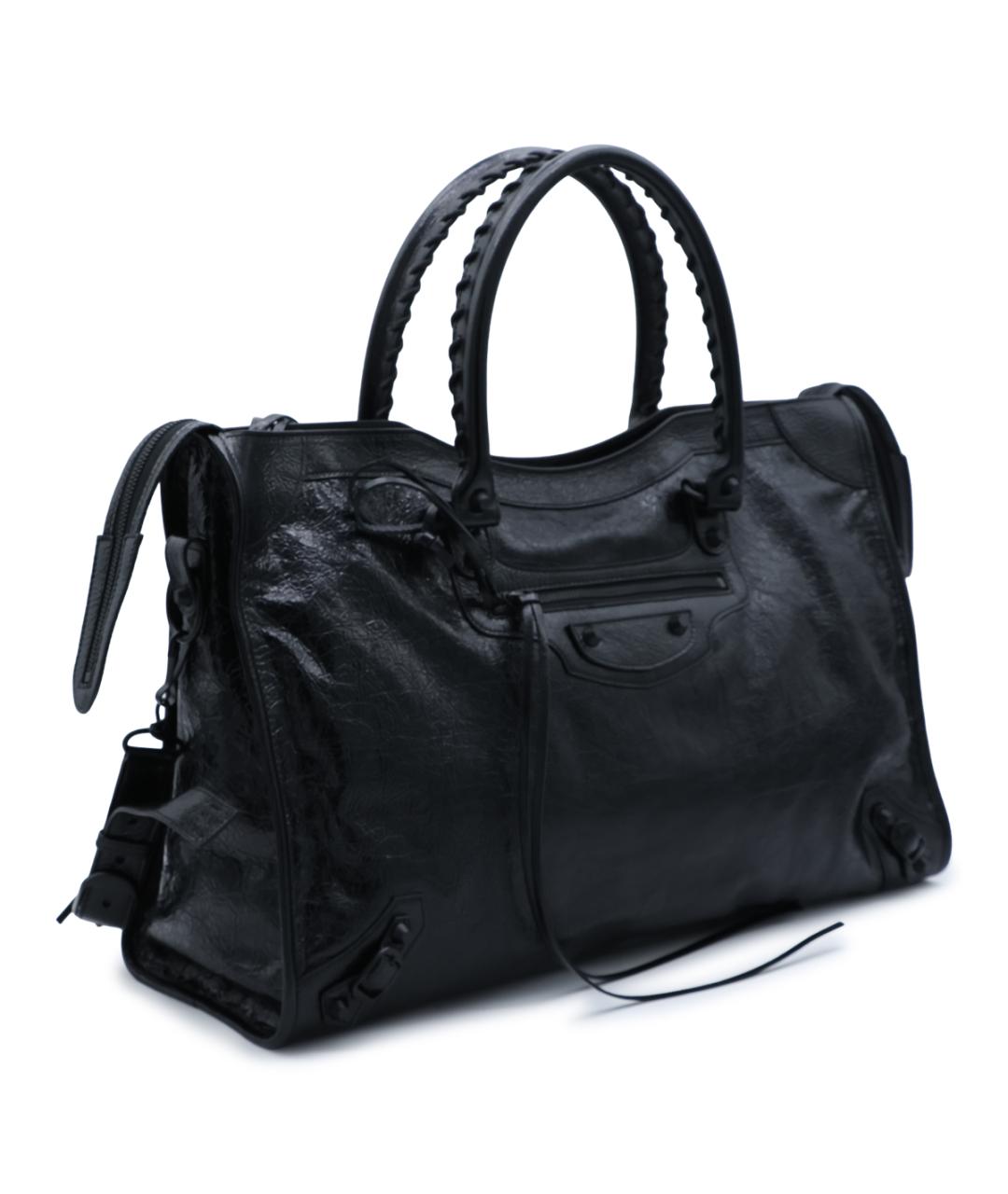 BALENCIAGA Черная кожаная сумка тоут, фото 2