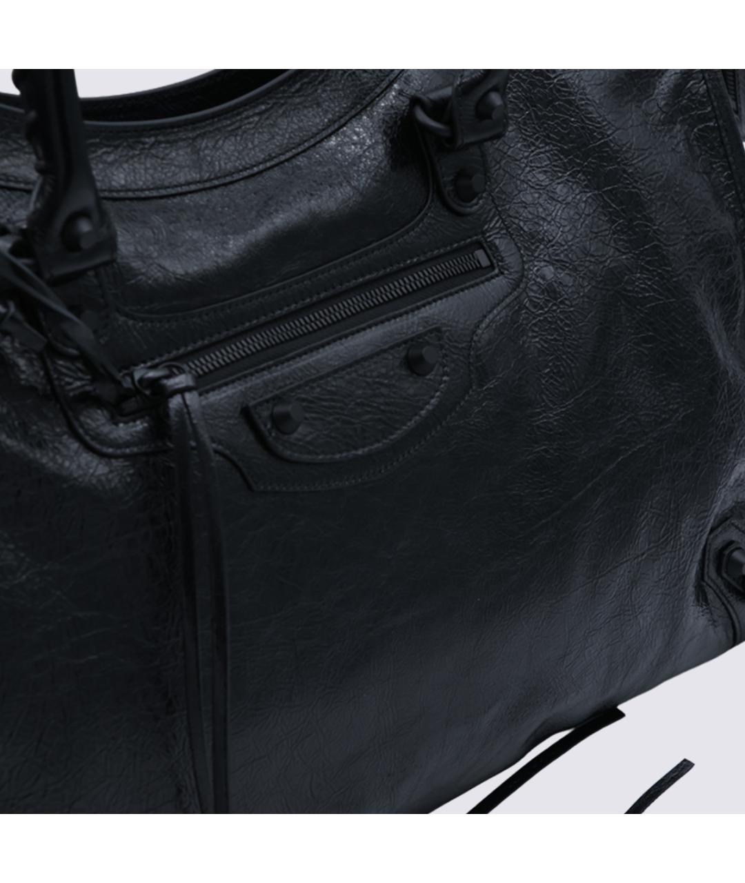 BALENCIAGA Черная кожаная сумка тоут, фото 4