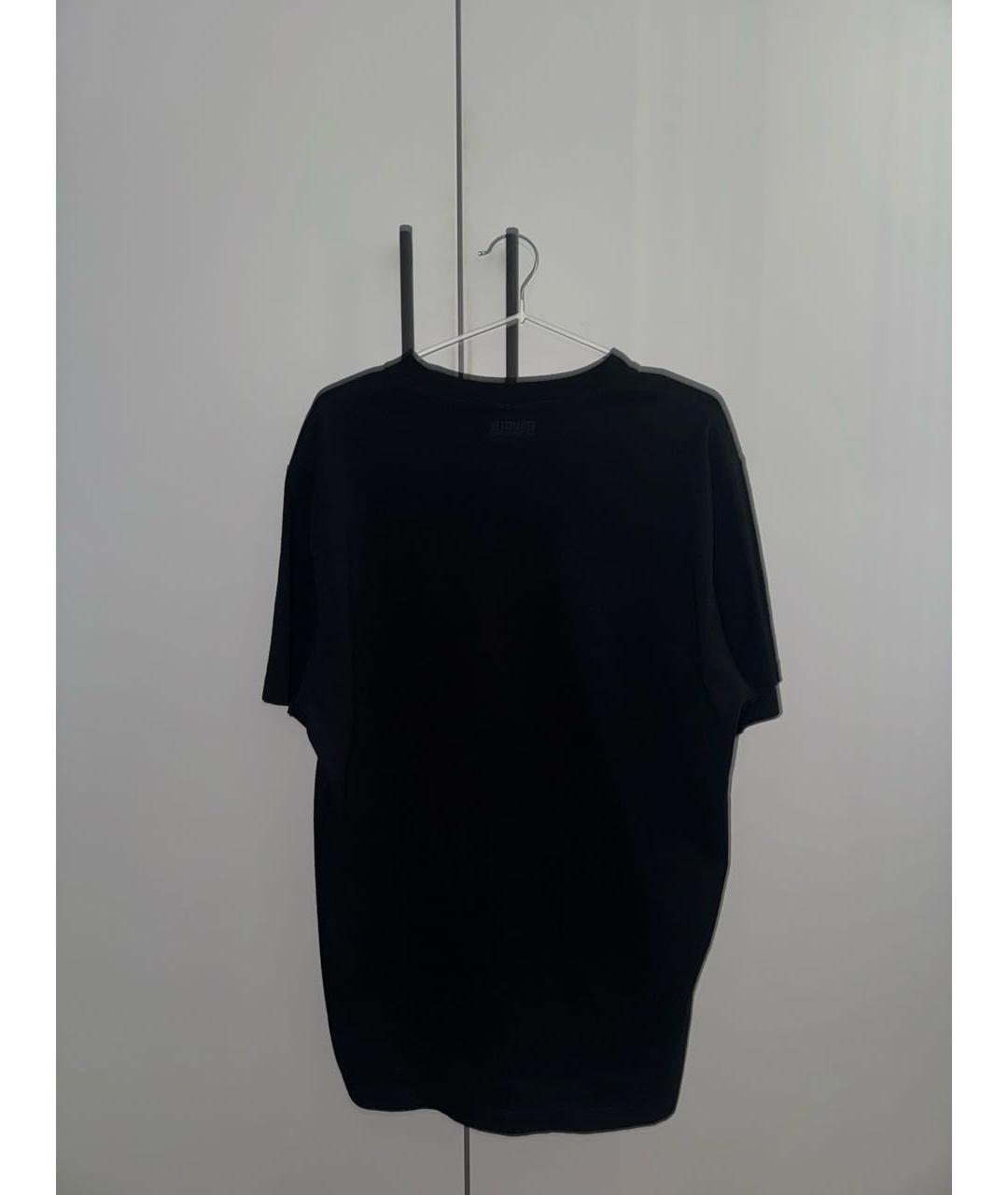 VETEMENTS Черная хлопковая футболка, фото 2