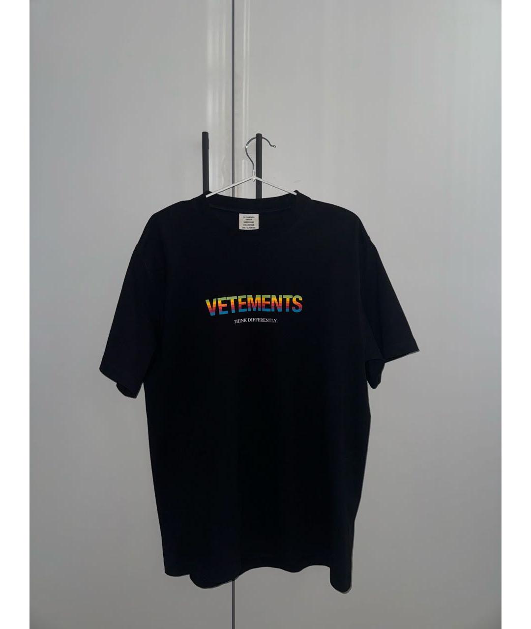 VETEMENTS Черная хлопковая футболка, фото 4