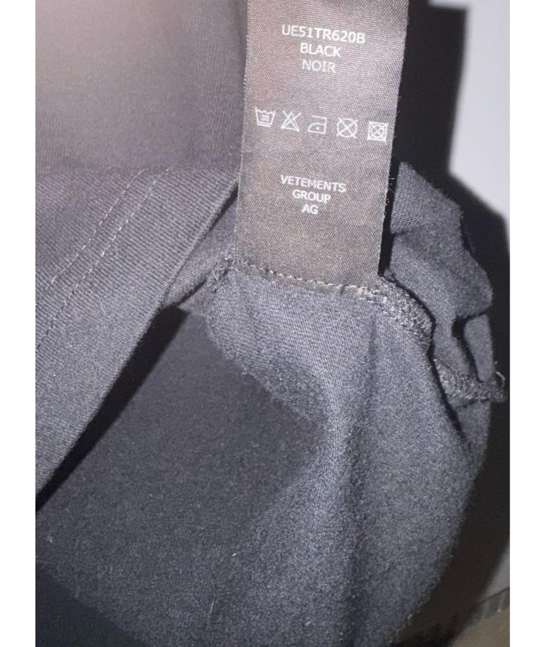 VETEMENTS Черная хлопковая футболка, фото 3