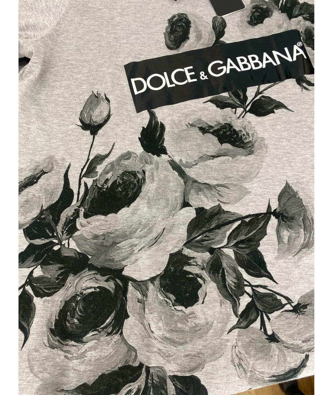 DOLCE&GABBANA Серая хлопковая футболка, фото 4