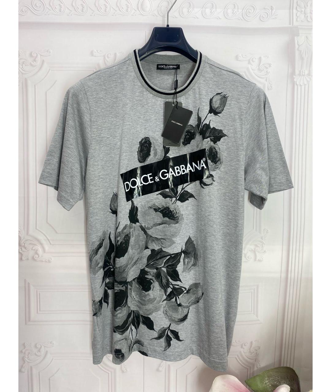 DOLCE&GABBANA Серая хлопковая футболка, фото 5