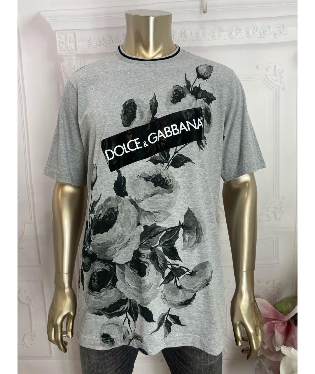 DOLCE&GABBANA Серая хлопковая футболка, фото 9