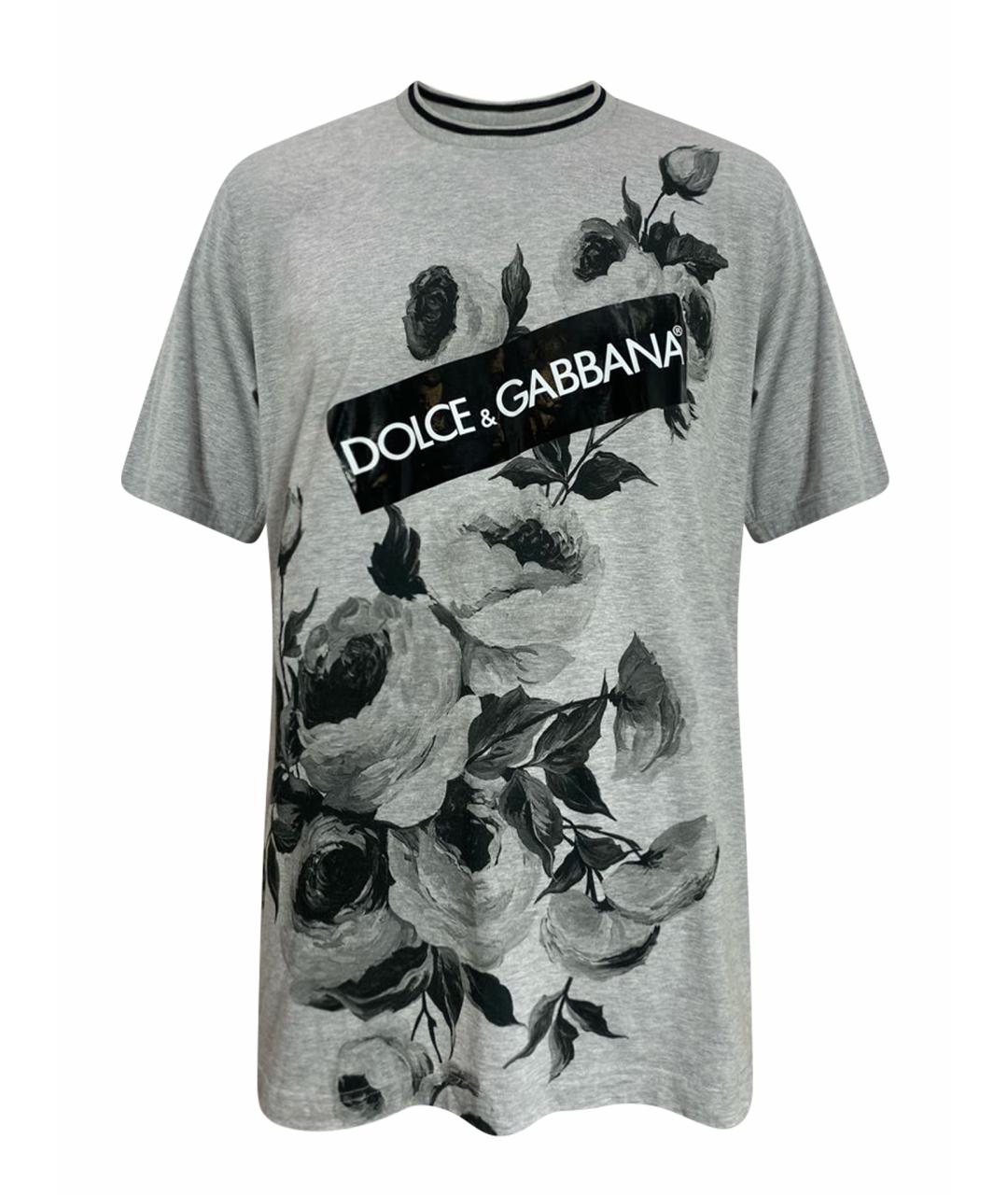 DOLCE&GABBANA Серая хлопковая футболка, фото 1
