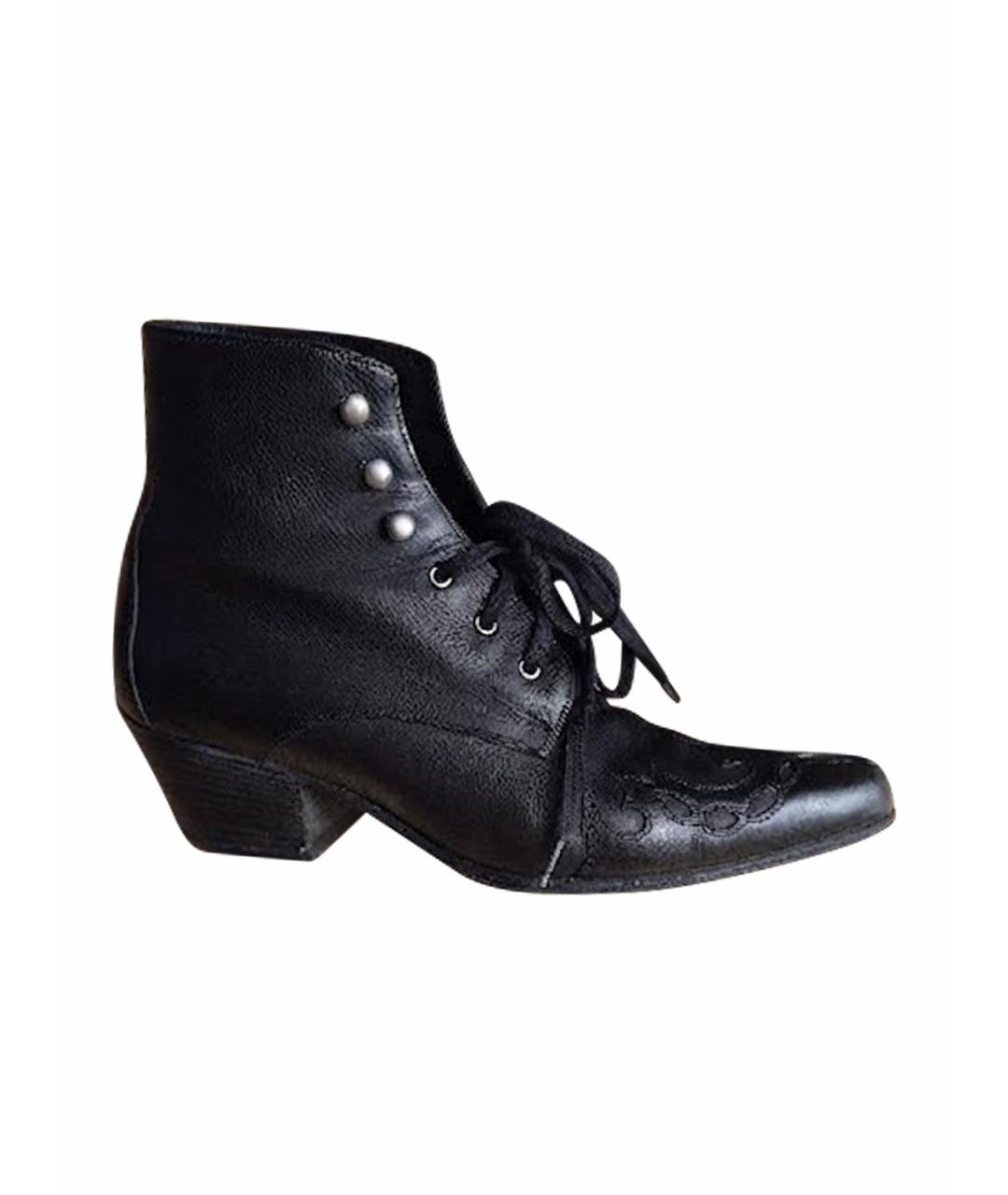 SAINT LAURENT Черные кожаные ботильоны, фото 1