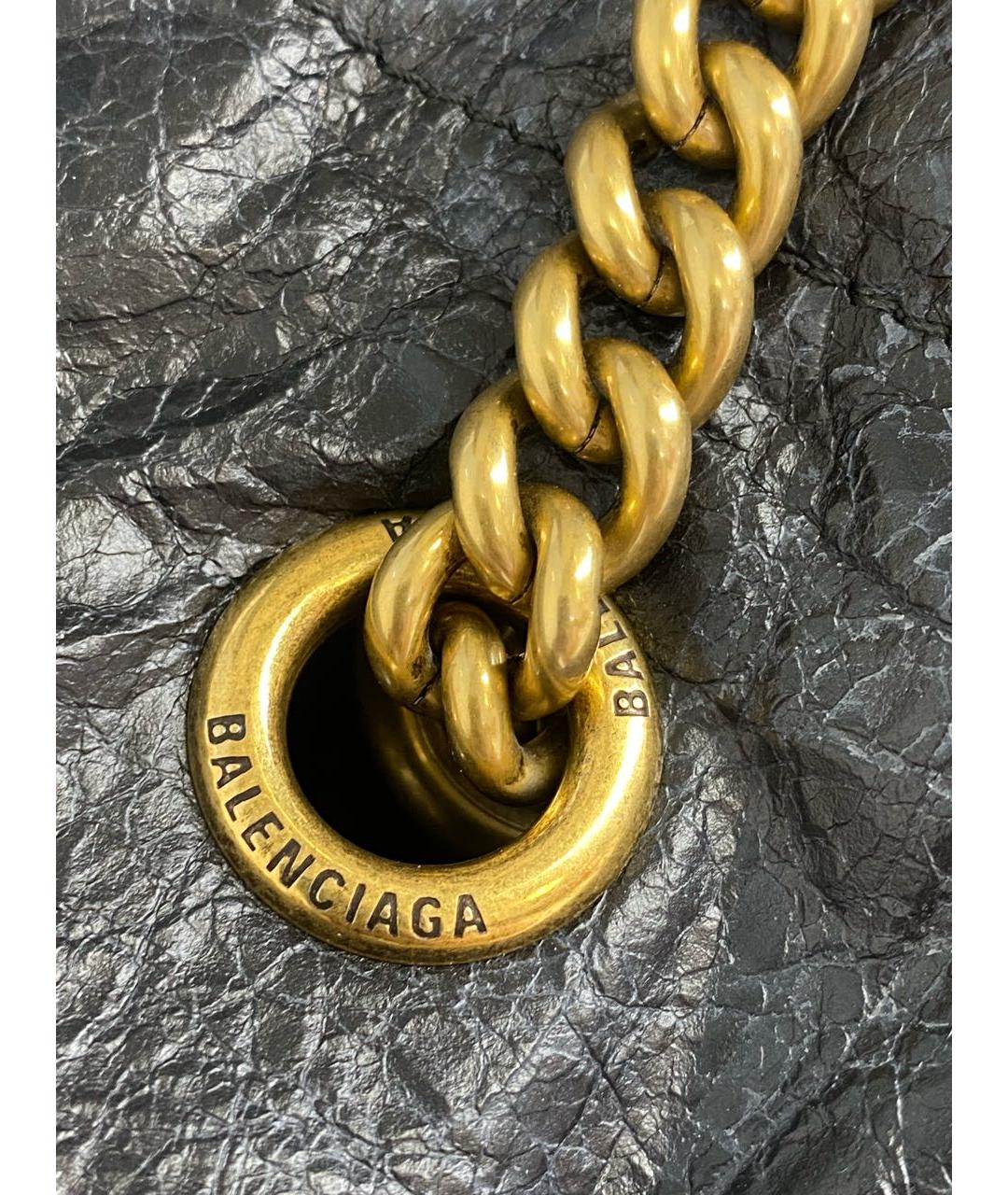 BALENCIAGA Черная кожаная сумка тоут, фото 8