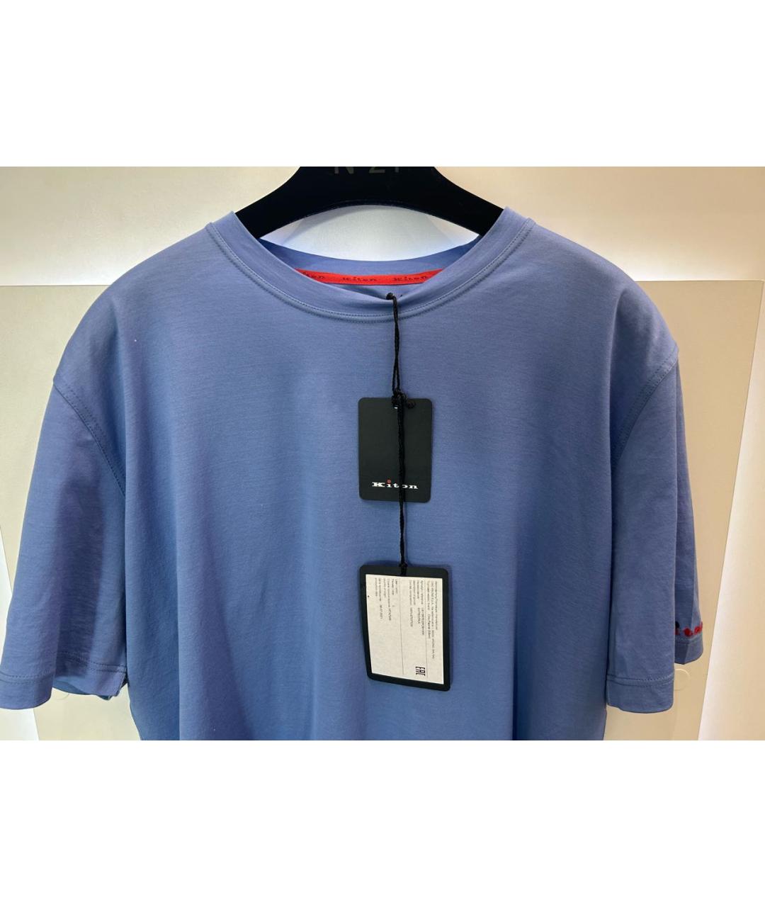 KITON Голубая хлопковая футболка, фото 3