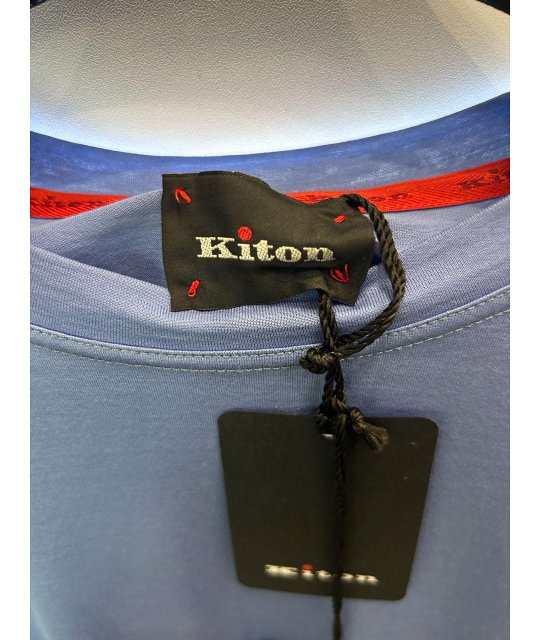 KITON Голубая хлопковая футболка, фото 6
