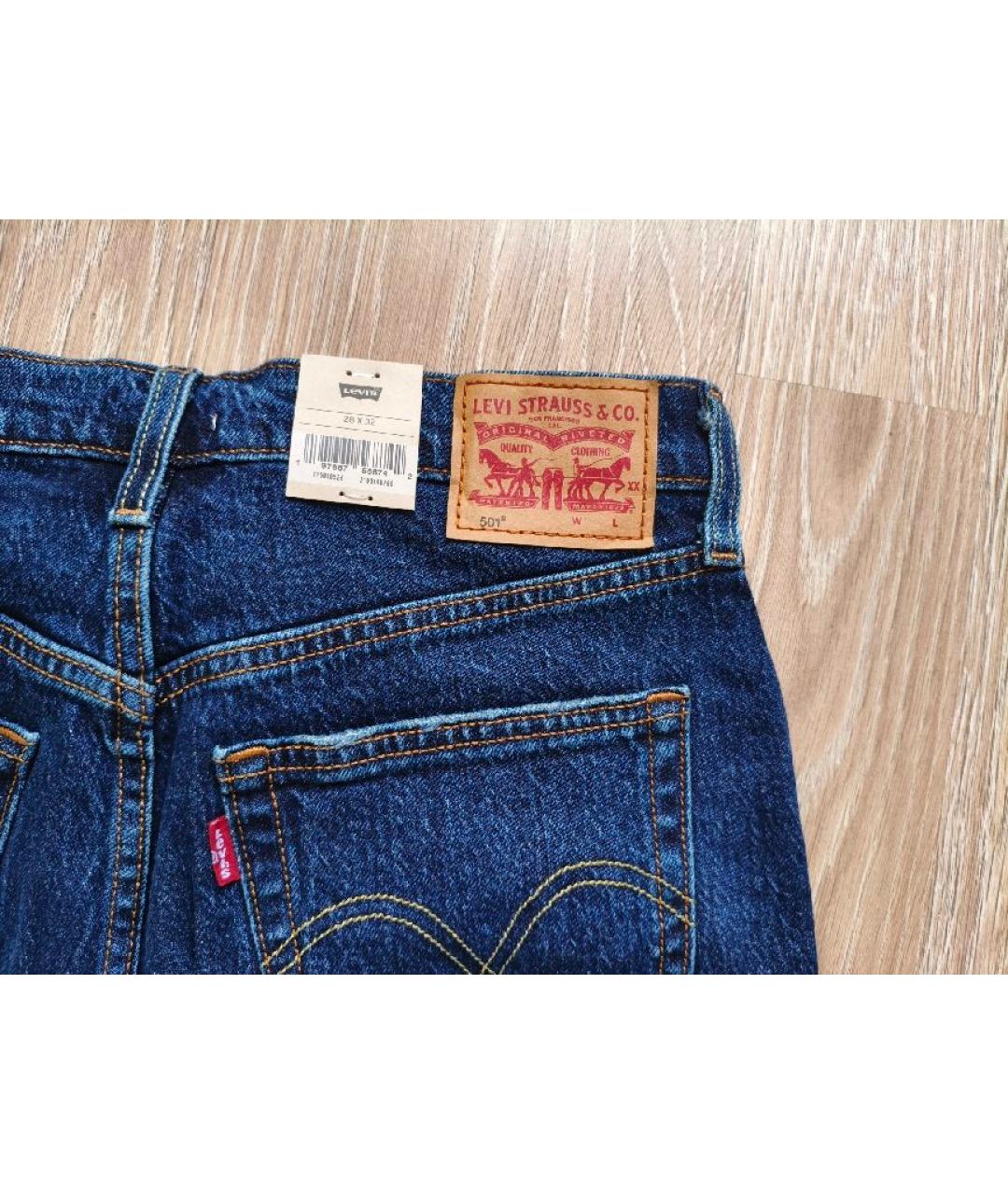LEVI'S Синие хлопковые прямые джинсы, фото 6