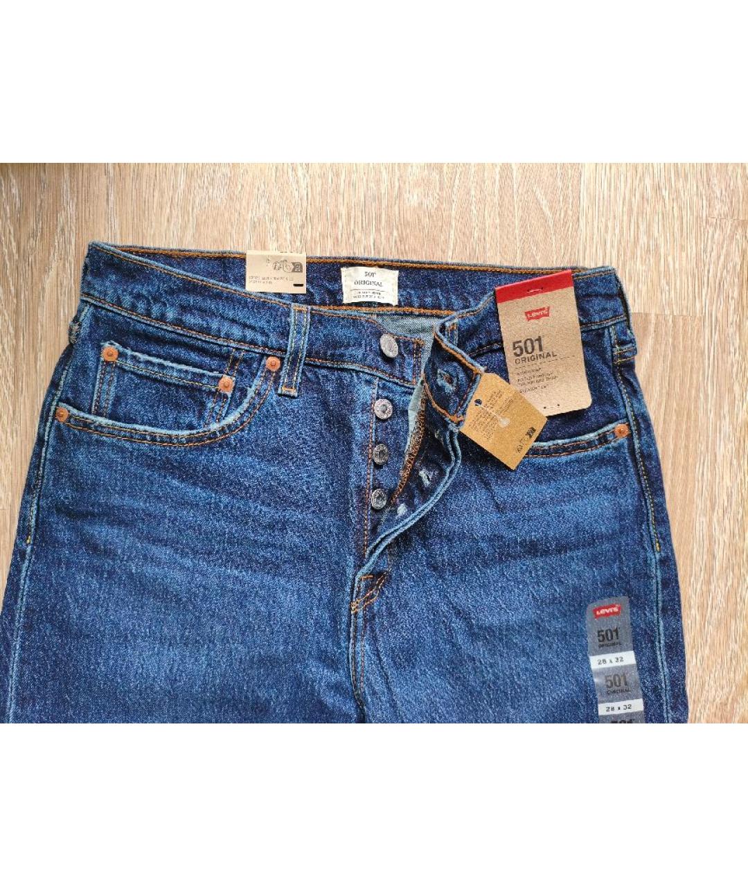 LEVI'S Синие хлопковые прямые джинсы, фото 5