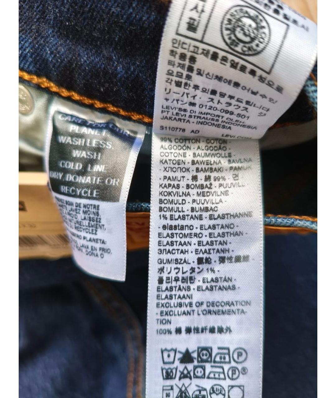 LEVI'S Синие хлопковые прямые джинсы, фото 4