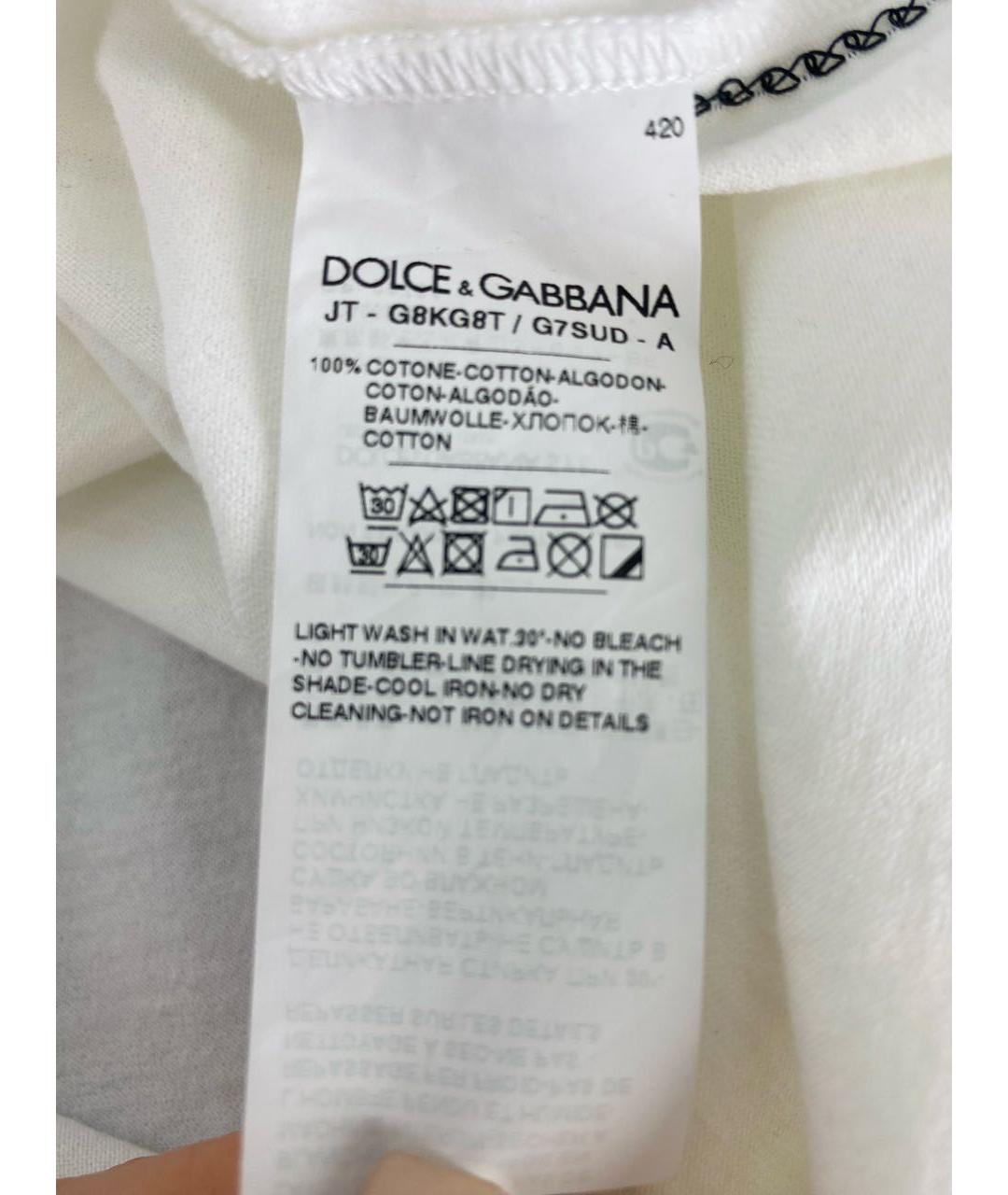 DOLCE&GABBANA Белая хлопковая футболка, фото 4