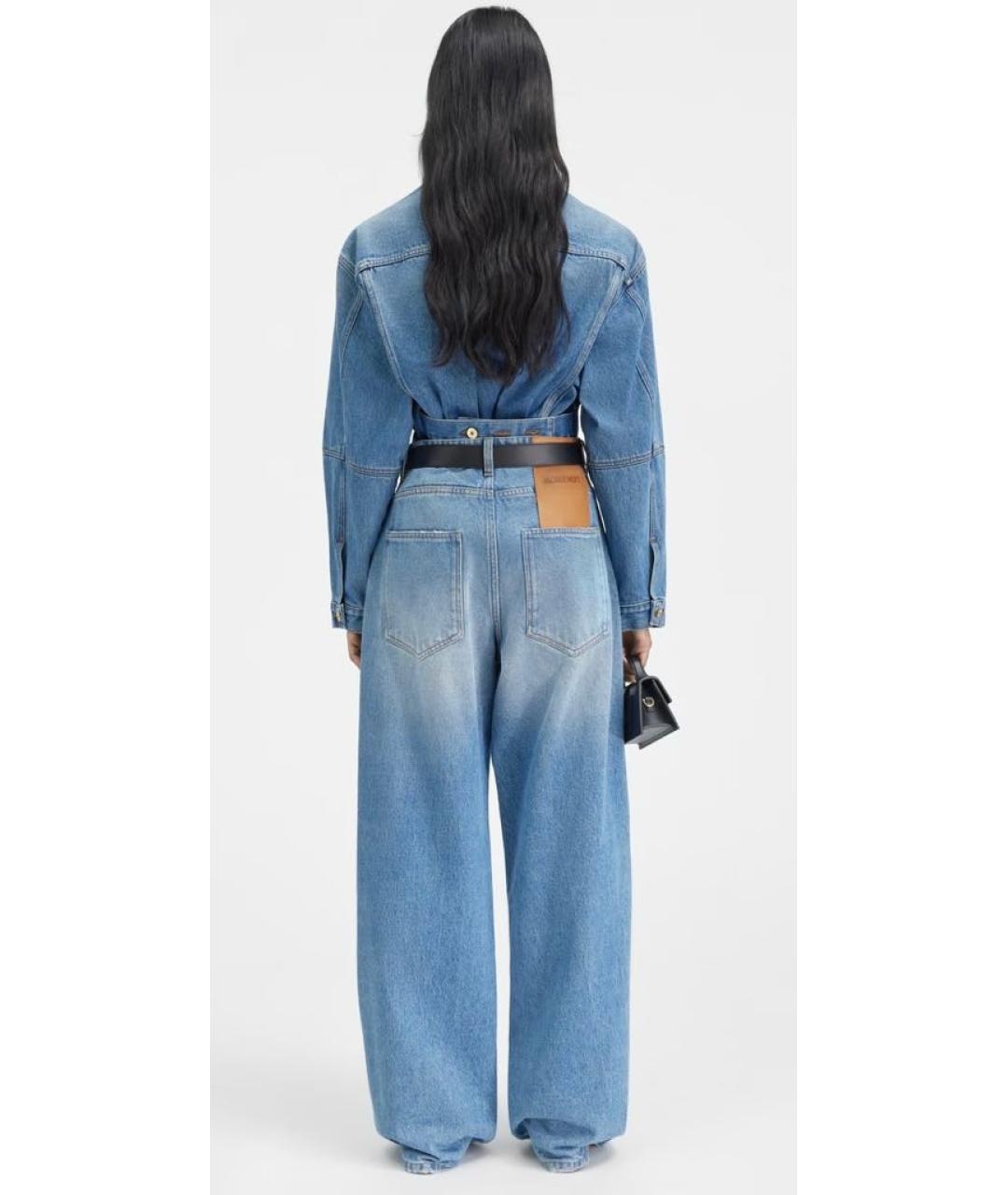 JACQUEMUS Голубые хлопковые прямые джинсы, фото 3
