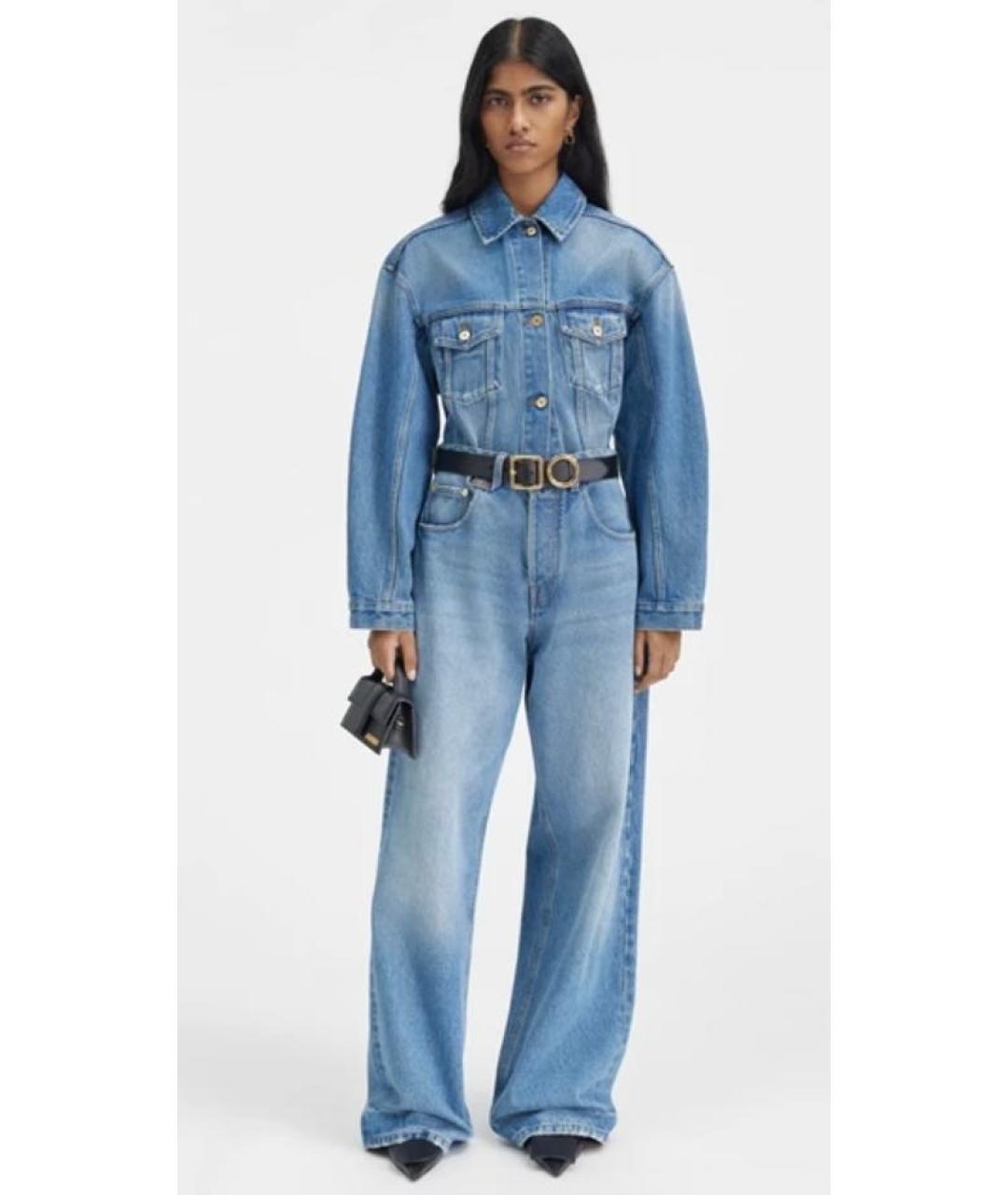 JACQUEMUS Голубые хлопковые прямые джинсы, фото 2