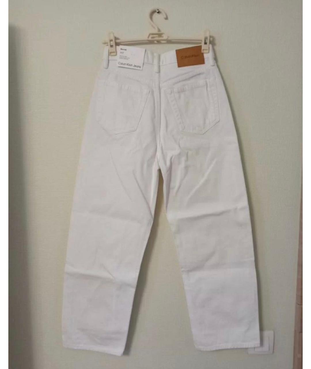 CALVIN KLEIN Белые хлопковые прямые джинсы, фото 2