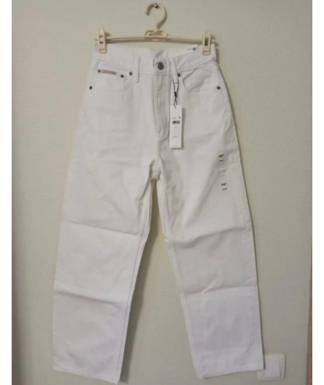 CALVIN KLEIN Белые хлопковые прямые джинсы, фото 5