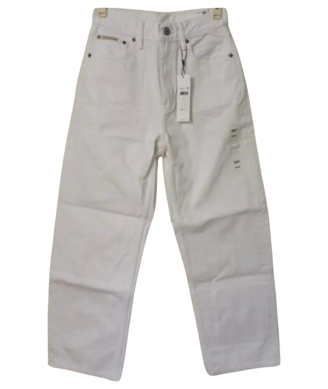 CALVIN KLEIN Белые хлопковые прямые джинсы, фото 1