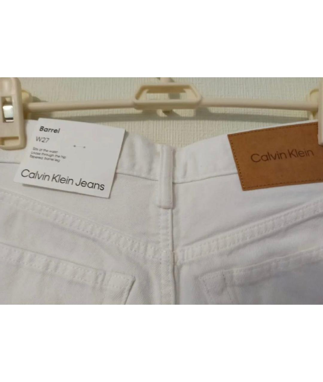 CALVIN KLEIN Белые хлопковые прямые джинсы, фото 3