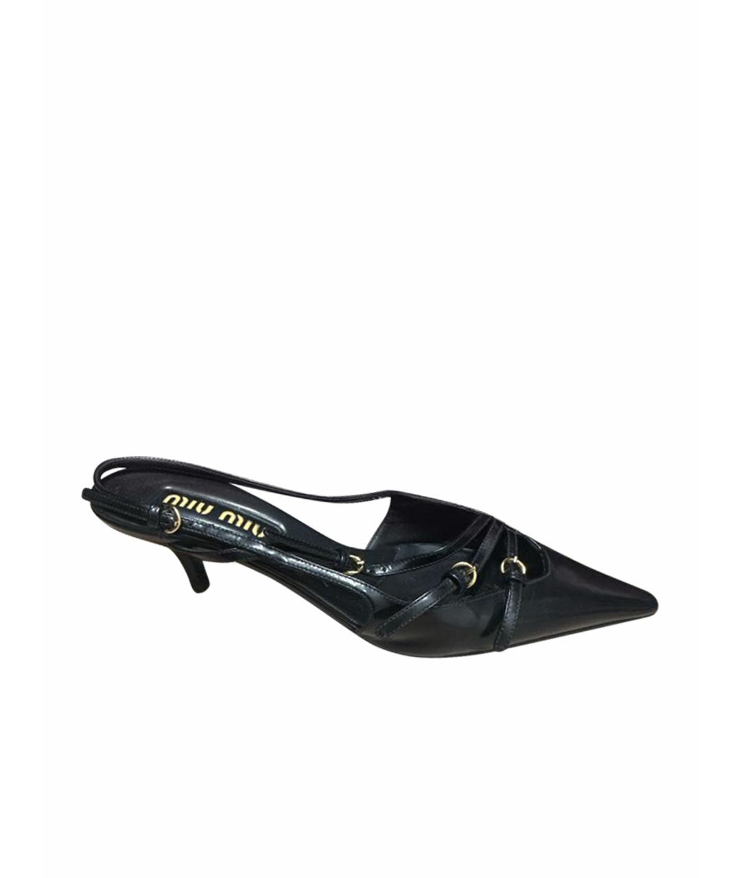 MIU MIU Черные кожаные босоножки, фото 1