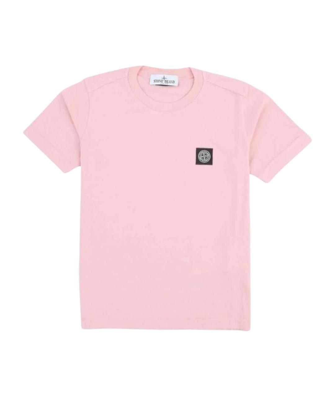 STONE ISLAND Розовая хлопковая футболка, фото 1