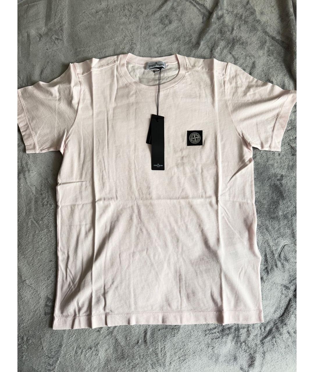 STONE ISLAND Розовая хлопковая футболка, фото 3