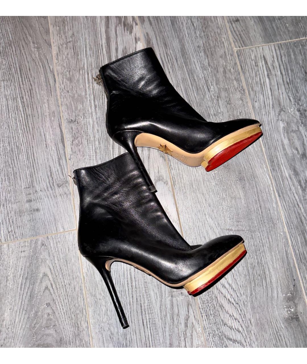CHARLOTTE OLYMPIA Черные кожаные ботильоны, фото 9