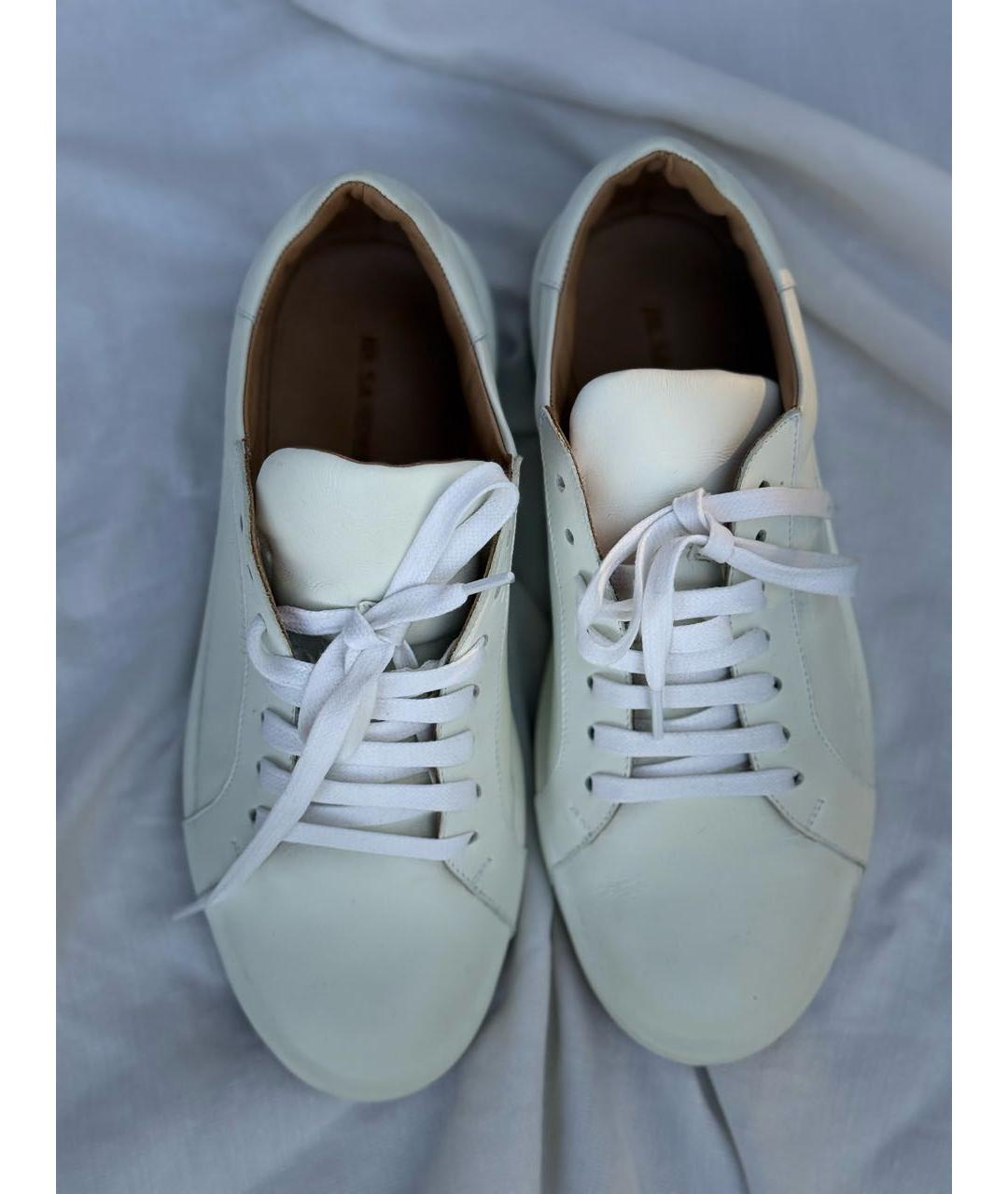 JIL SANDER Белые кожаные кеды, фото 3
