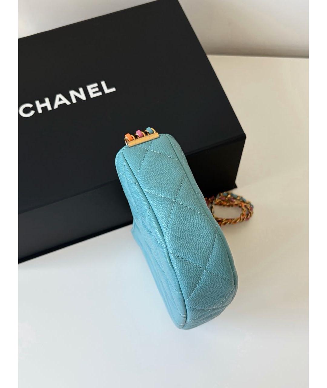 CHANEL Бирюзовая кожаная сумка через плечо, фото 3