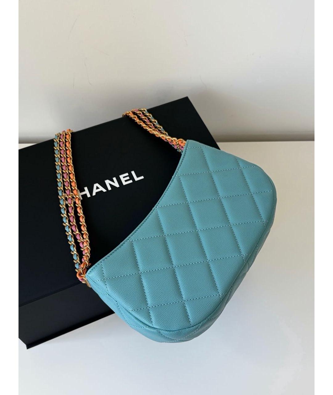 CHANEL Бирюзовая кожаная сумка через плечо, фото 2
