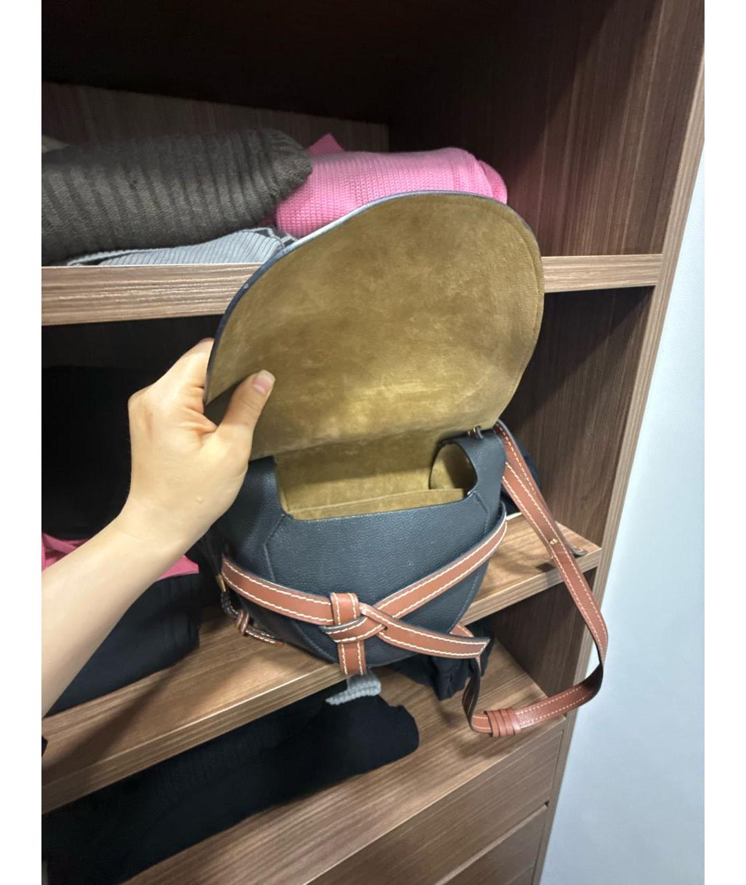 LOEWE Черная кожаная сумка тоут, фото 4