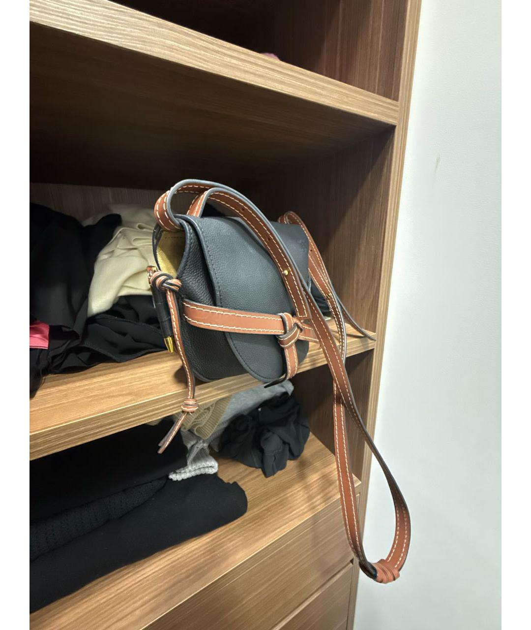 LOEWE Черная кожаная сумка тоут, фото 2