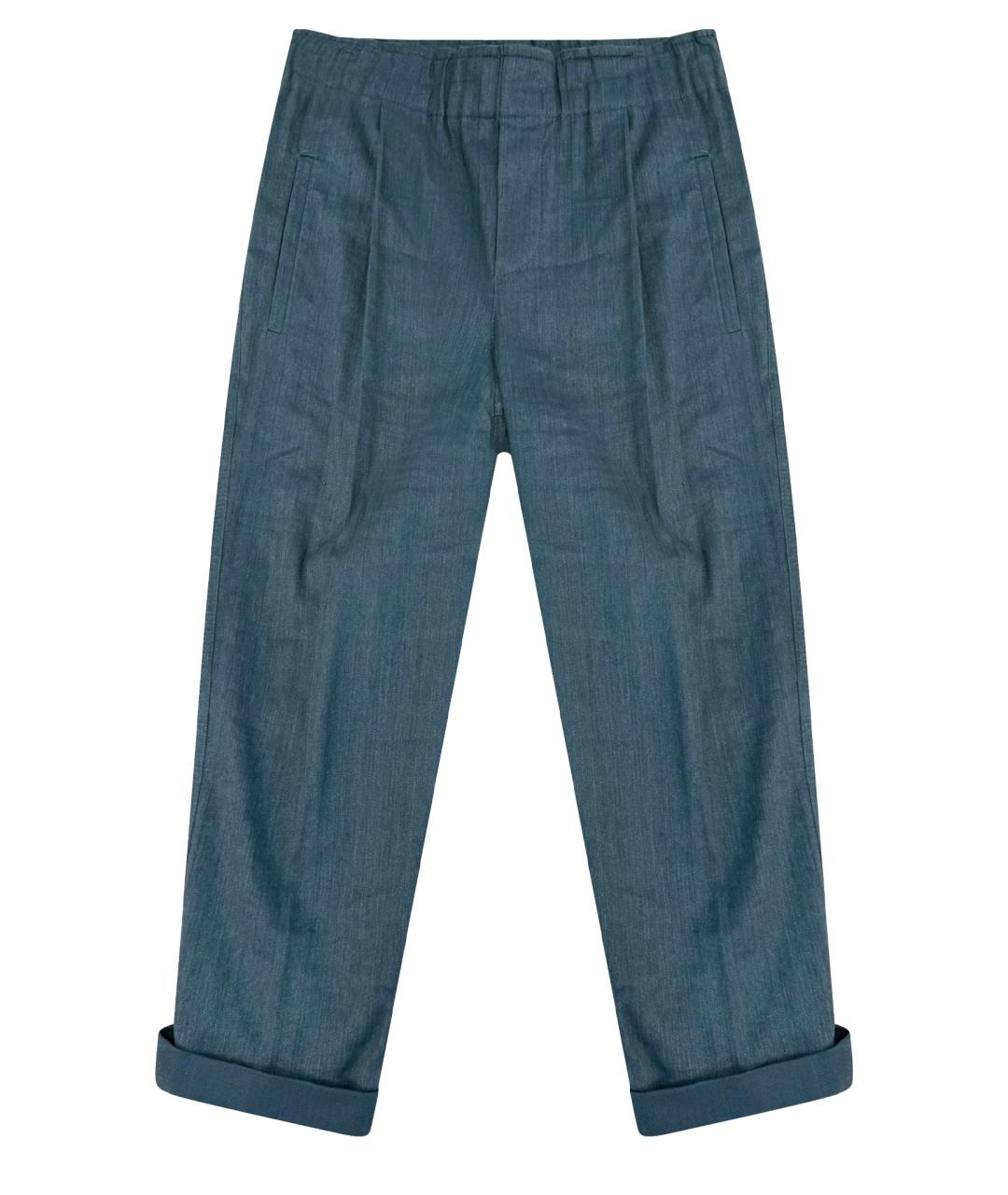 BRUNELLO CUCINELLI Синие льняные брюки широкие, фото 1